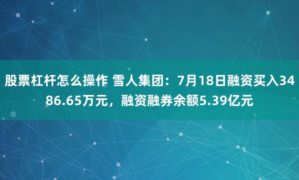 股票杠杆怎么操作 雪人集团：7月18日融资买入3486.65万元，融资融券余额5.39亿元